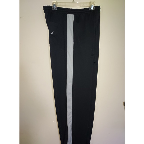 Nautica Men's Sweatpants Large Straight Leg Mesh Workout Athletic Black Gray - Picture 6 of 9
